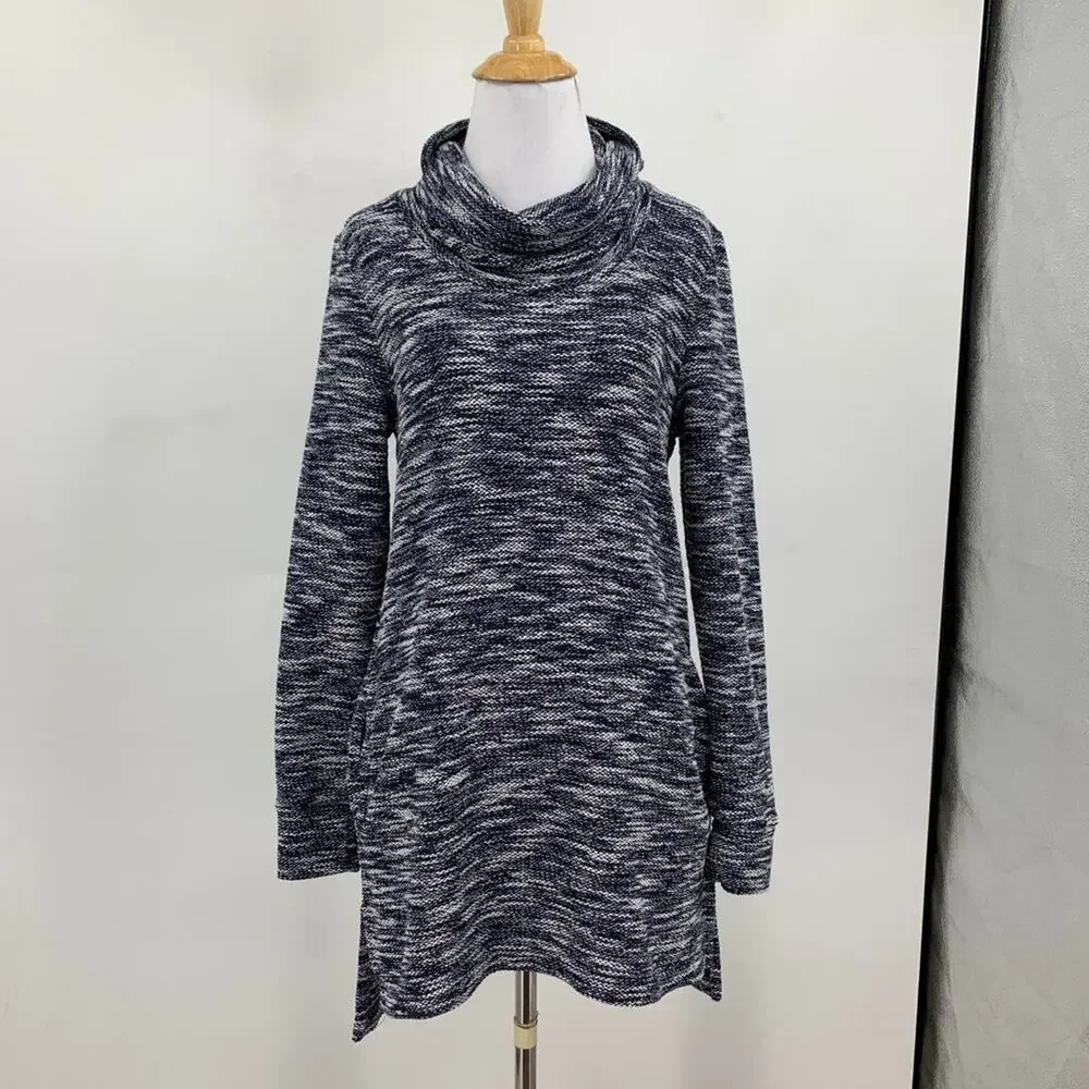 Caslon Tunic Sweater Womens S Small Cowl Neck Pullover Space Dye Pockets